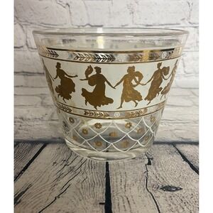 Vintage Mid-Century Modern Grecian Goddess Figures & Lattice Glass‎ Ice Bucket